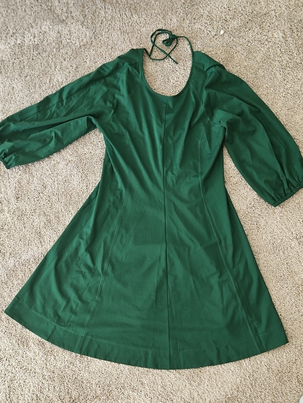 Nwt Weekend Max Mara Green A-Line Mini Dress with Puff Sleeves XL